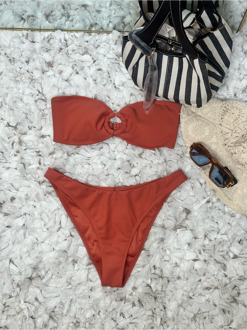 Wilo The Label Rust Bandeau Bikini Set NWT Size L
